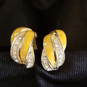 Vintage crystal and enamel earrings